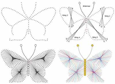 бабочка в технике стринг арт, изонить схема
