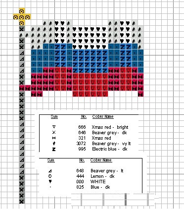 Российский флаг крестиком схема
