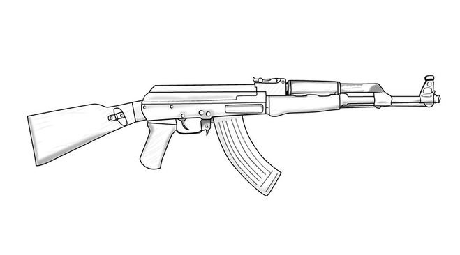 как нарисовать оружие, как нарисовать автомат калашникова поэтапно карандашом