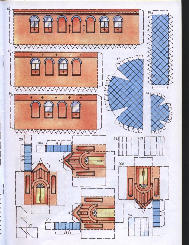 храм из бумаги, макет храма из бумаги, развертки макета церкви из картона или бумаги
