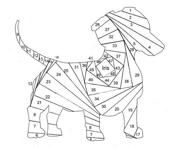 собака в технике  iris folding схема