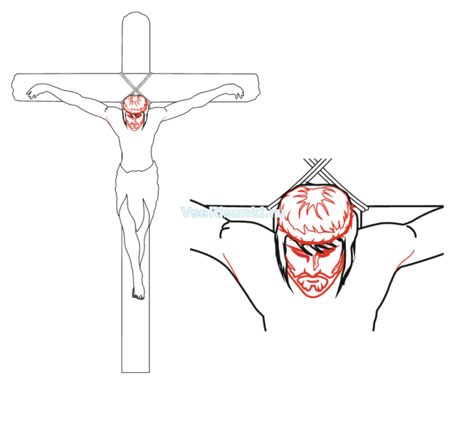 как нарисовать распятие Христа