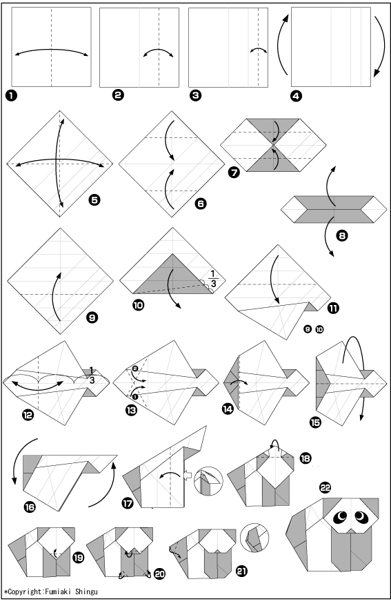 схема оригами панда
