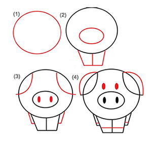 свинья рисунок поэтапно
