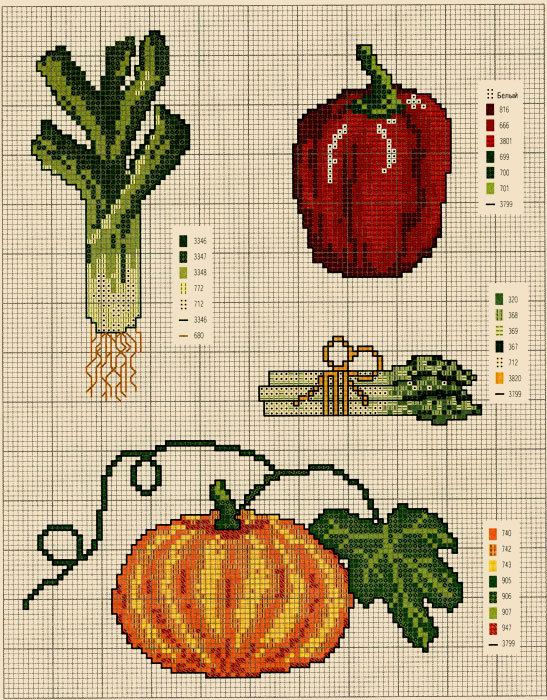 как вышить овощи и фрукты схемы